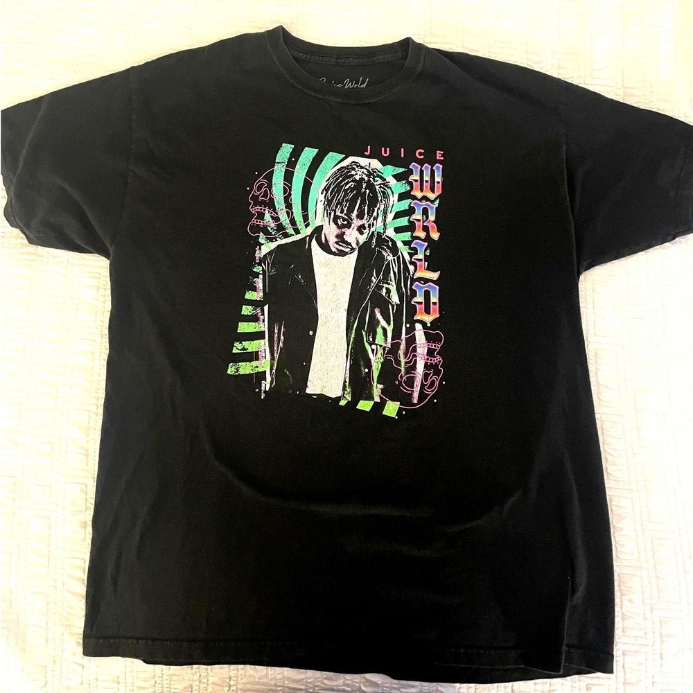 Juice WRLD Pop Art Boyfriend Fit 999‎ Club Tshirt XL Skulls Black Grunge Rap Tee